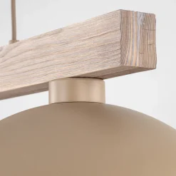 Lampadari Cucina-Selezionato da Mazzolaluce Lampadario bilanciere di legno cupole metallo sabbia per cucina