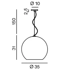 Lampadari Moderni-Perenz Illuminazione Lampadario boccia di vetro 35cm fume perenz planet