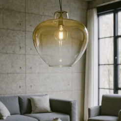 Lampadari Moderni-Perenz Illuminazione Lampadario boccia di vetro 50cm ambra moderna big blowl perenz