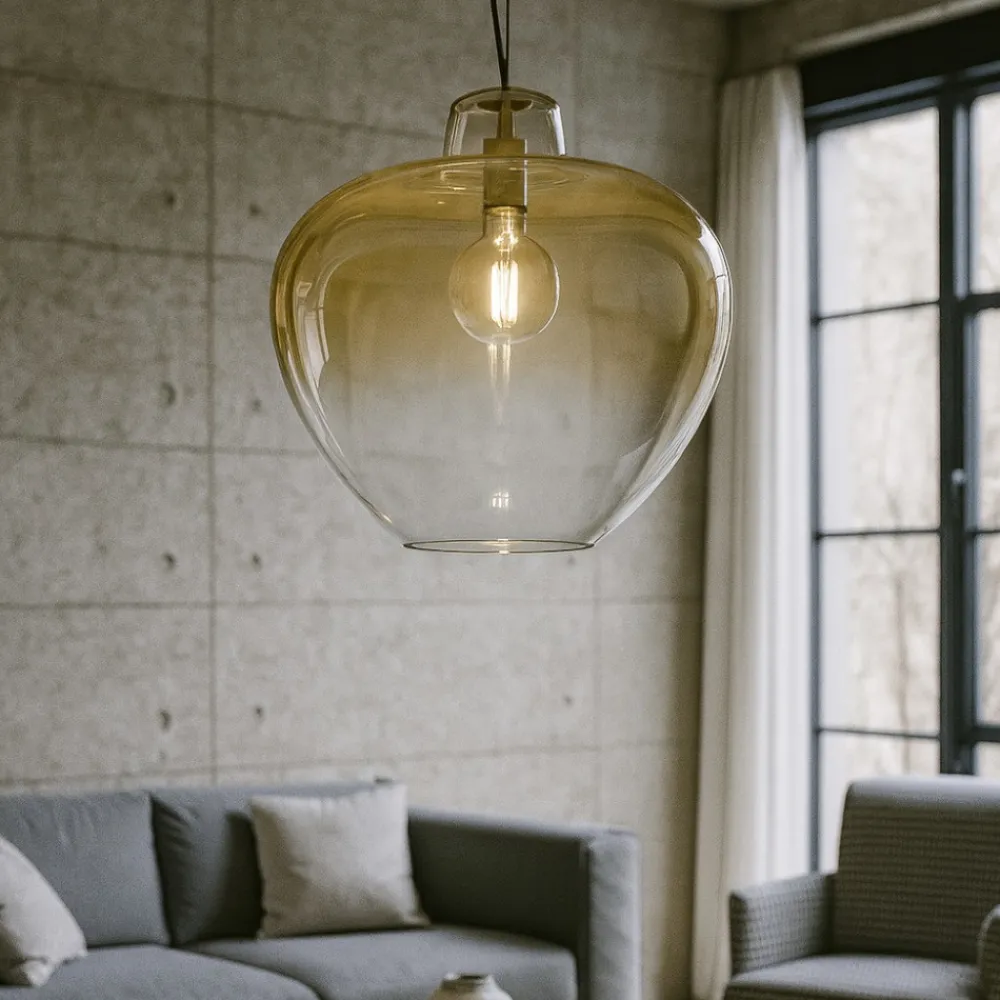 Lampadari Moderni-Perenz Illuminazione Lampadario boccia di vetro 50cm ambra moderna big blowl perenz