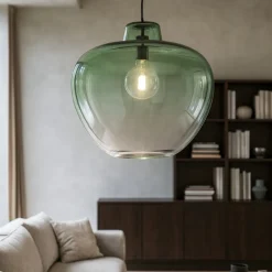 Lampadari Moderni-Perenz Illuminazione Lampadario boccia di vetro verde 50cm big bowl perenz