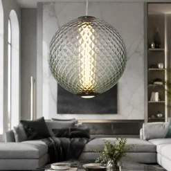 Lampadari Moderni-Selezionato da Mazzolaluce Lampadario boccia di vetro verde trasparente sfumato led 20w 3000k dimmerabile