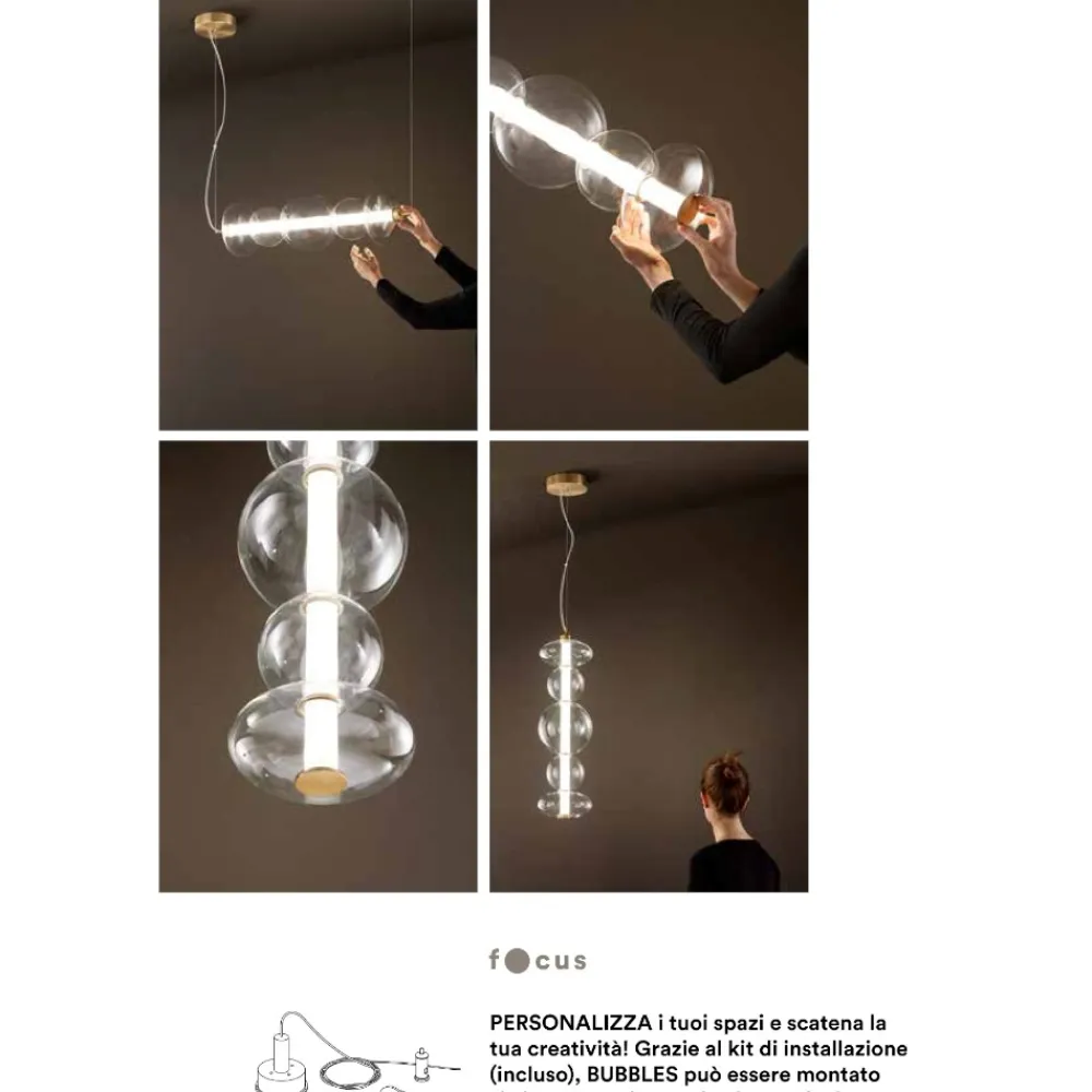 Lampadari Moderni-Perenz Illuminazione Lampadario bubbles perenz led 38w 3000k per soggiorno moderno