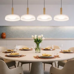 Lampadari Moderni-Selezionato da Mazzolaluce Lampadario caffe per tavolo sala da pranzo vetri bianchi