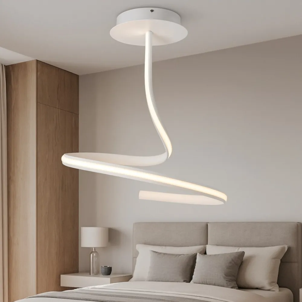 Lampadario Camera Da Letto-Vivida International Lampadario camera da letto bianco led 20w 3000k design vivida ribbon