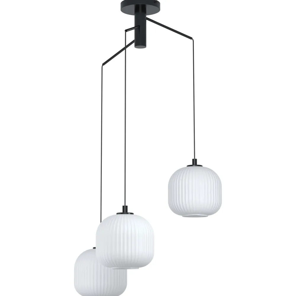 Lampadario Camera Da Letto-Eglo Lampadario camera da letto nero vetri bianchi mantunalle