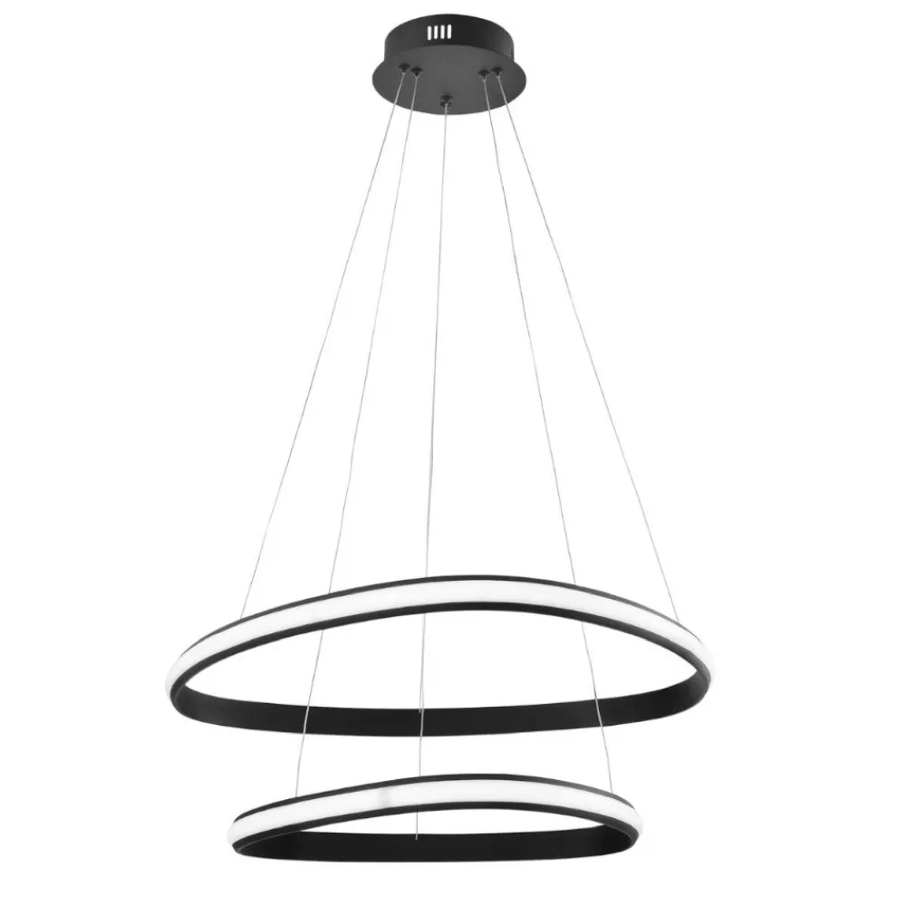 Lampadario Camera Da Letto-Selezionato da Mazzolaluce Lampadario camera da letto nero cerchi led 48w 3000k