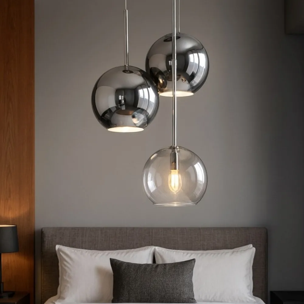Lampadario Camera Da Letto-Top Light Lampadario camera da letto tre luci cromo trasparente
