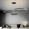 Lampadari Moderni-Gea Luce Lampadario 3 cerchi led 110w 3000k nero criseide