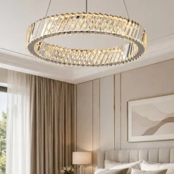 Lampadario Camera Da Letto-Selezionato da Mazzolaluce Lampadario cerchio anello di cristallo per camera da letto contemporanea