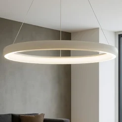 Lampadari Moderni-Selezionato da Mazzolaluce Lampadario cerchio anello moderno bianco led 80w 3000k dimmerabile 81 cm