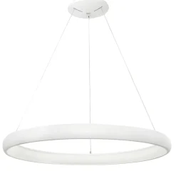 Lampadari Moderni-Selezionato da Mazzolaluce Lampadario cerchio anello moderno bianco led 80w 3000k dimmerabile 81 cm