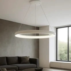 Lampadari Moderni-Selezionato da Mazzolaluce Lampadario cerchio anello moderno bianco led 80w 3000k dimmerabile 81 cm