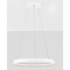 Lampadari Moderni-Selezionato da Mazzolaluce Lampadario cerchio bianco 60cm led 52w 2700k 3000k dimmerabile