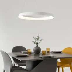 Lampadari Moderni-Selezionato da Mazzolaluce Lampadario cerchio bianco 60cm led 52w 2700k 3000k dimmerabile