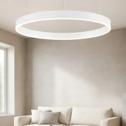 Lampadari Moderni-Selezionato da Mazzolaluce Lampadario cerchio bianco 80cm led 3000k dimmerabile