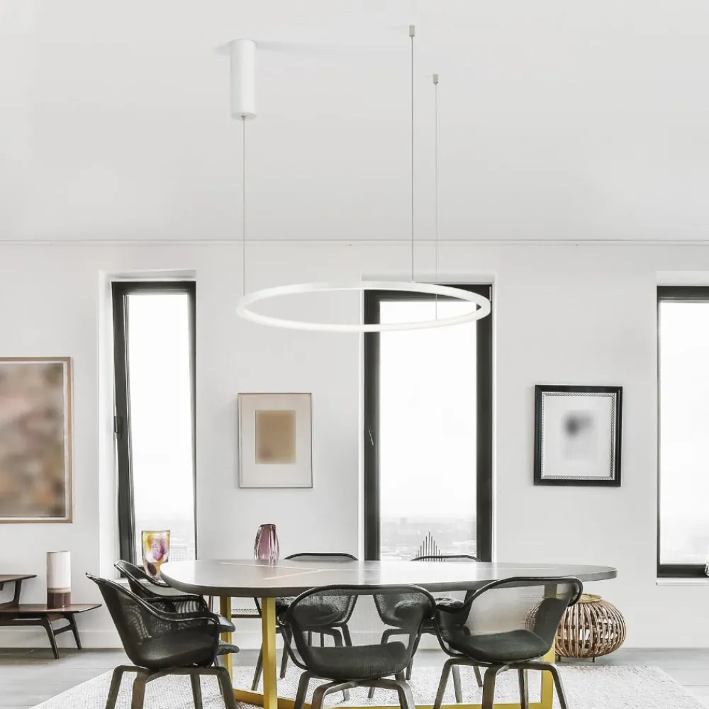 Lampadari Moderni-Selezionato da Mazzolaluce Lampadario cerchio bianco 60cm led sottile