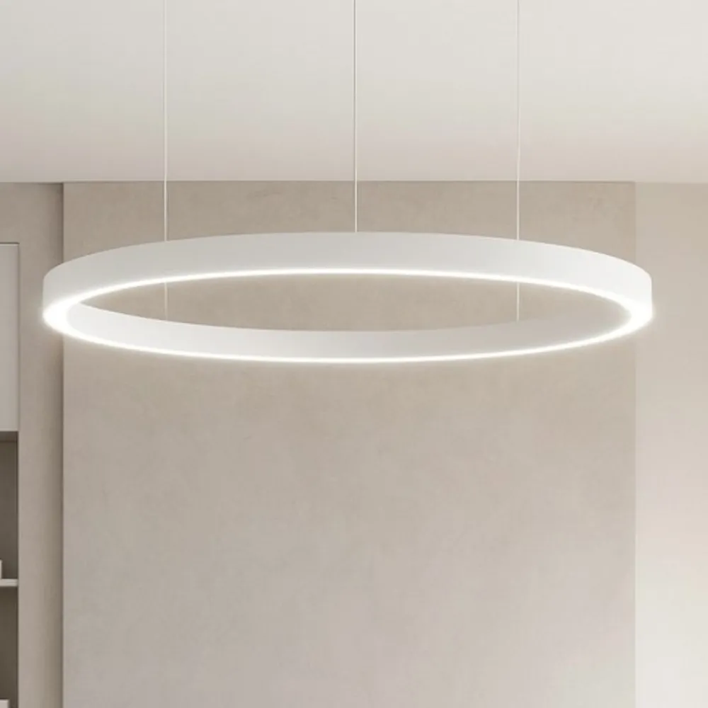 Lampadari Moderni-Selezionato da Mazzolaluce Lampadario cerchio bianco 150cm led 80w 3000k dimmerabile