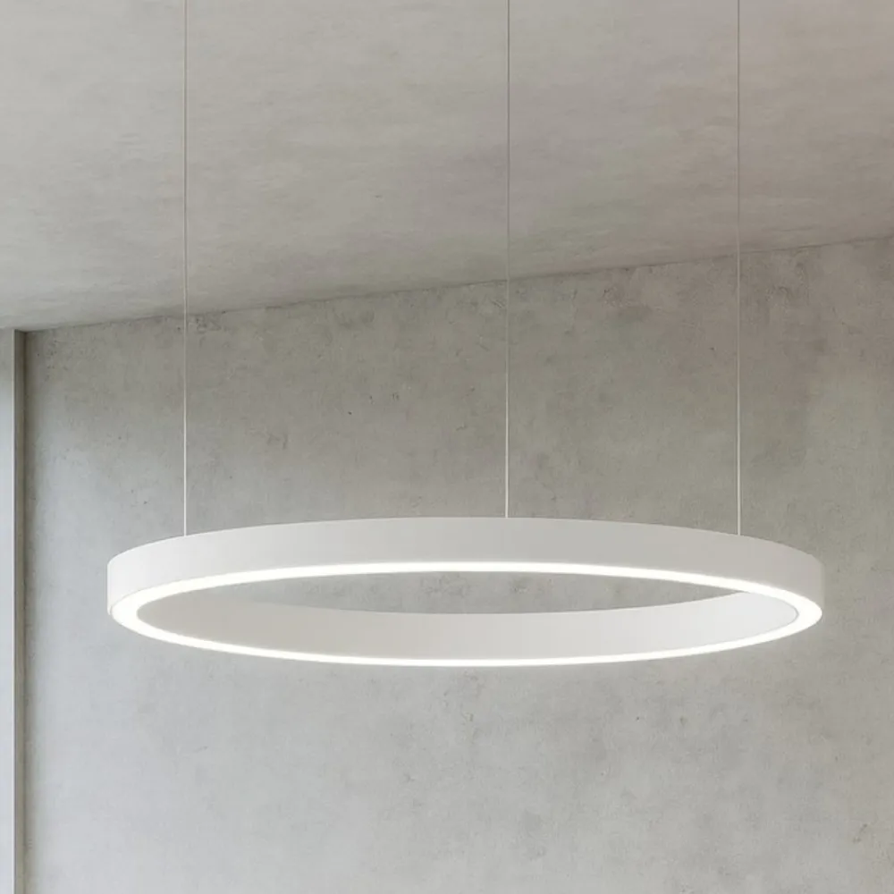 Lampadari Moderni-Selezionato da Mazzolaluce Lampadario cerchio bianco 60cm led biemissione 60w 3000k dimmerabile