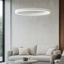 Lampadari Moderni-Selezionato da Mazzolaluce Lampadario cerchio bianco 60cm led biemissione 60w 3000k dimmerabile