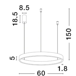 Lampadari Moderni-Selezionato da Mazzolaluce Lampadario cerchio bianco 60cm led biemissione 60w 3000k dimmerabile