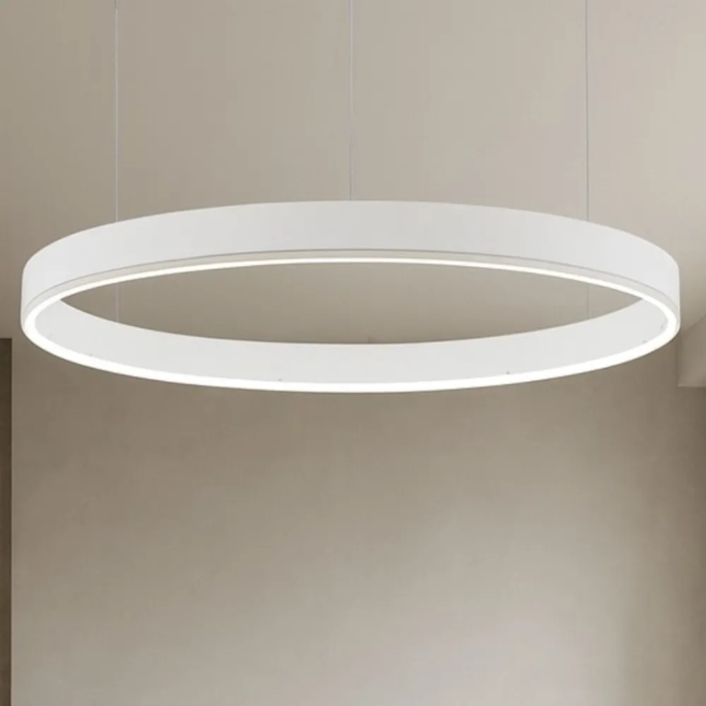 Lampadari Moderni-Selezionato da Mazzolaluce Lampadario cerchio 100cm bianco led 3000k dimmerabile