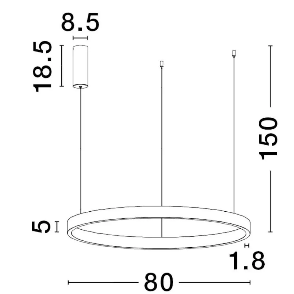 Lampadari Moderni-Selezionato da Mazzolaluce Lampadario cerchio 80cm bianco led biemissione 77w 3000k dimmerabile