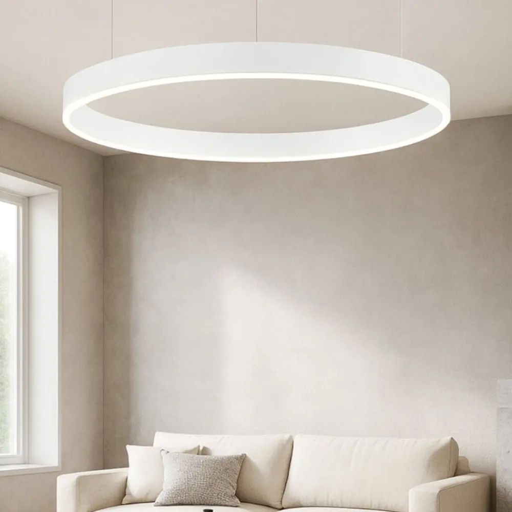 Lampadari Moderni-Selezionato da Mazzolaluce Lampadario cerchio 60cm bianco led 40w 2700k a 6000k dimmerabile
