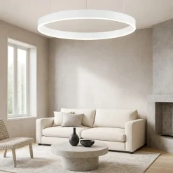 Lampadari Moderni-Selezionato da Mazzolaluce Lampadario cerchio 60cm bianco led 40w 2700k a 6000k dimmerabile