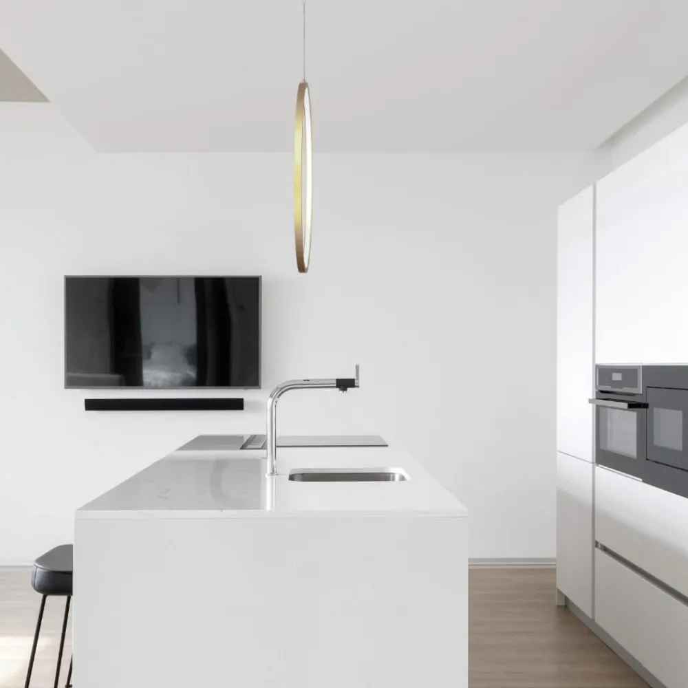 Lampadari Moderni-Selezionato da Mazzolaluce Lampadario cerchio 60cm dorato led 36w 3000k