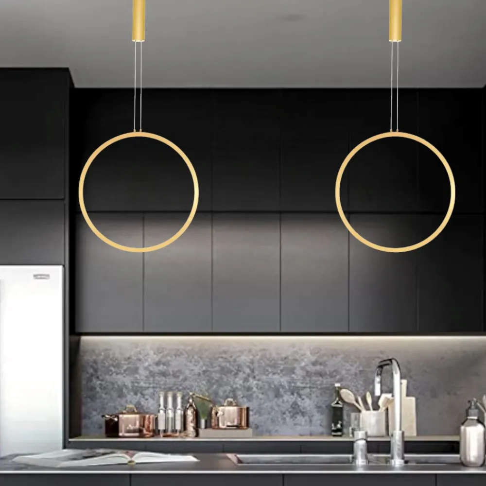Lampadari Moderni-Selezionato da Mazzolaluce Lampadario cerchio 60cm dorato led 36w 3000k