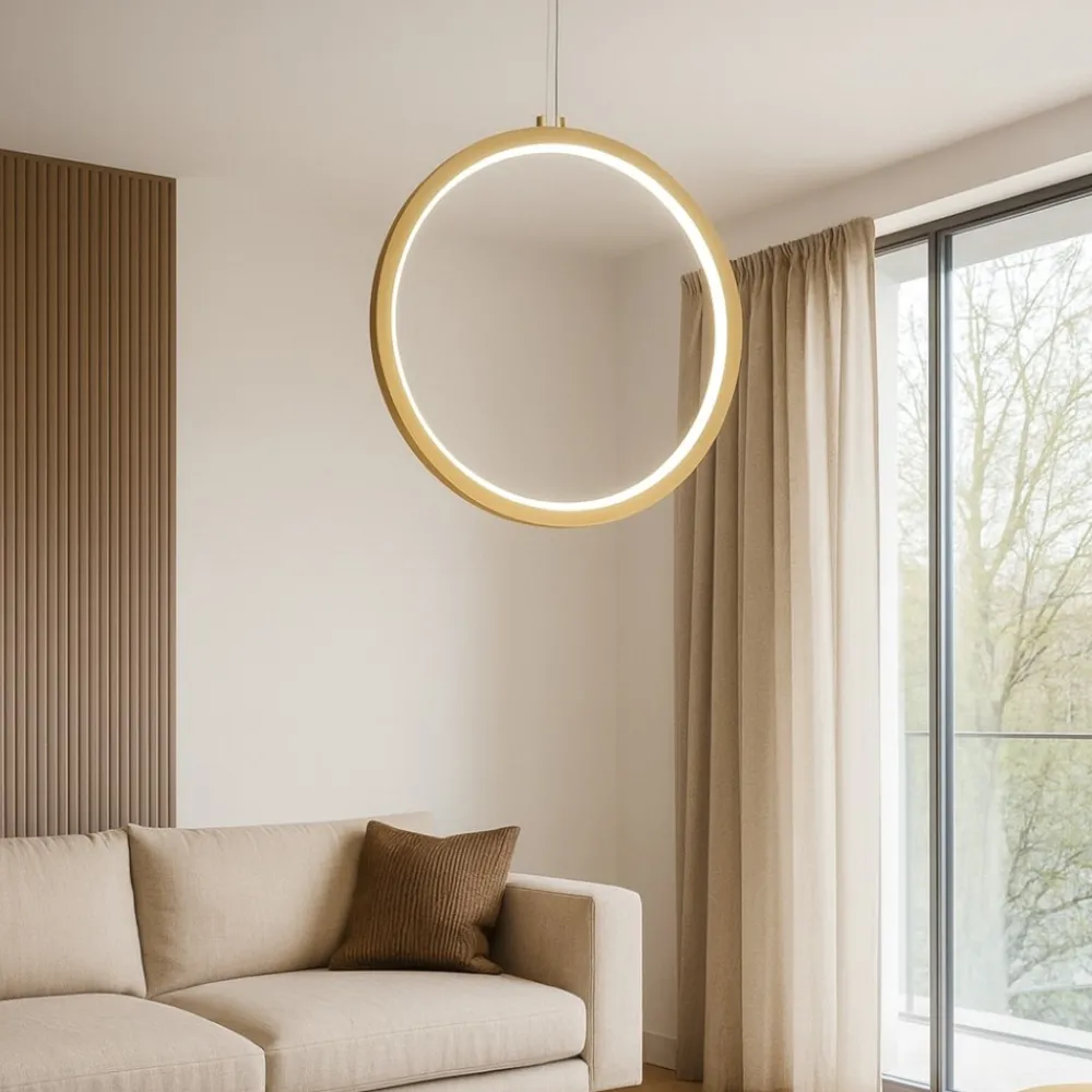 Lampadari Moderni-Selezionato da Mazzolaluce Lampadario cerchio 60cm dorato led 36w 3000k