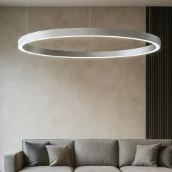 Lampadari Moderni-Selezionato da Mazzolaluce Lampadario cerchio 80cm grigio led biemissione 77w 3000k dimmerabile
