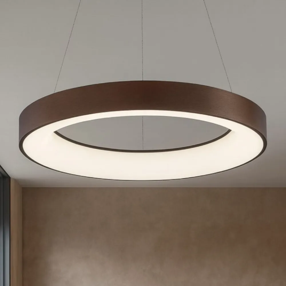 Lampadari Moderni-Selezionato da Mazzolaluce Lampadario cerchio 60cm marrone led 3000k dimmerabile