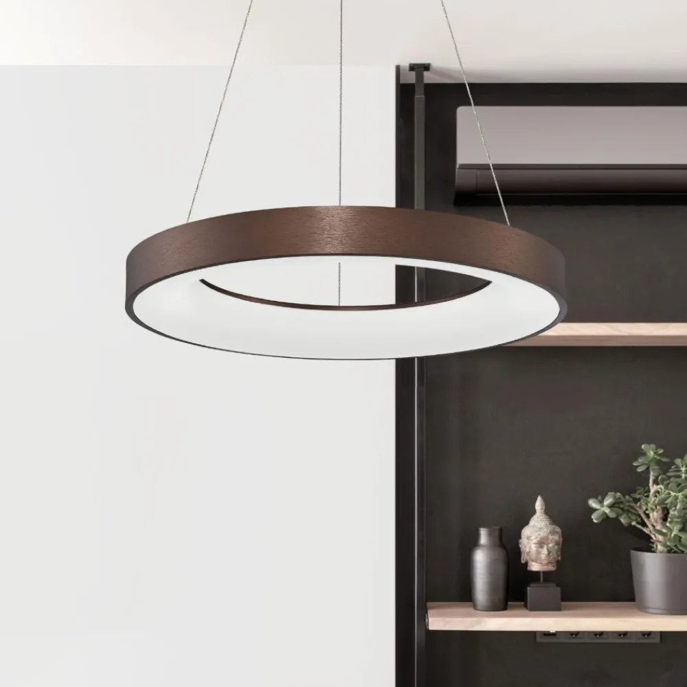 Lampadari Moderni-Selezionato da Mazzolaluce Lampadario cerchio 60cm marrone led 3000k dimmerabile