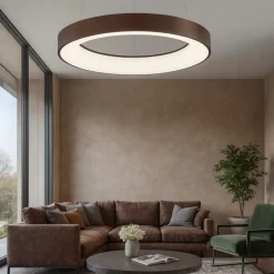Lampadari Moderni-Selezionato da Mazzolaluce Lampadario cerchio 60cm marrone led 3000k dimmerabile