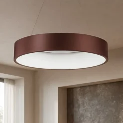 Lampadari Moderni-Selezionato da Mazzolaluce Lampadario cerchio 60cm moderno led 42w 3000k marrone