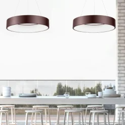Lampadari Moderni-Selezionato da Mazzolaluce Lampadario cerchio 60cm moderno led 42w 3000k marrone