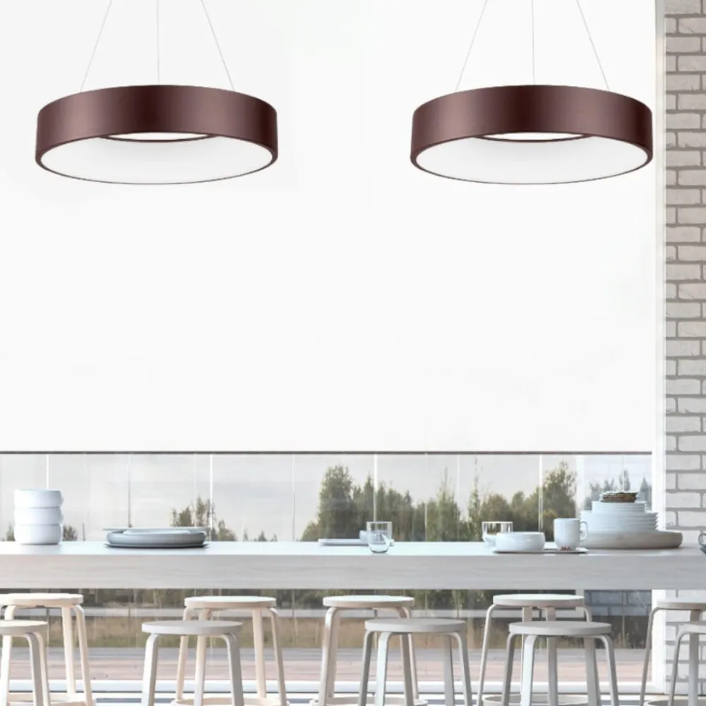 Lampadari Moderni-Selezionato da Mazzolaluce Lampadario cerchio 60cm moderno led 42w 3000k marrone