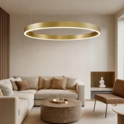 Lampadari Moderni-Selezionato da Mazzolaluce Lampadario cerchio 100 cm moderno oro led 60w 3000k dimmerabile