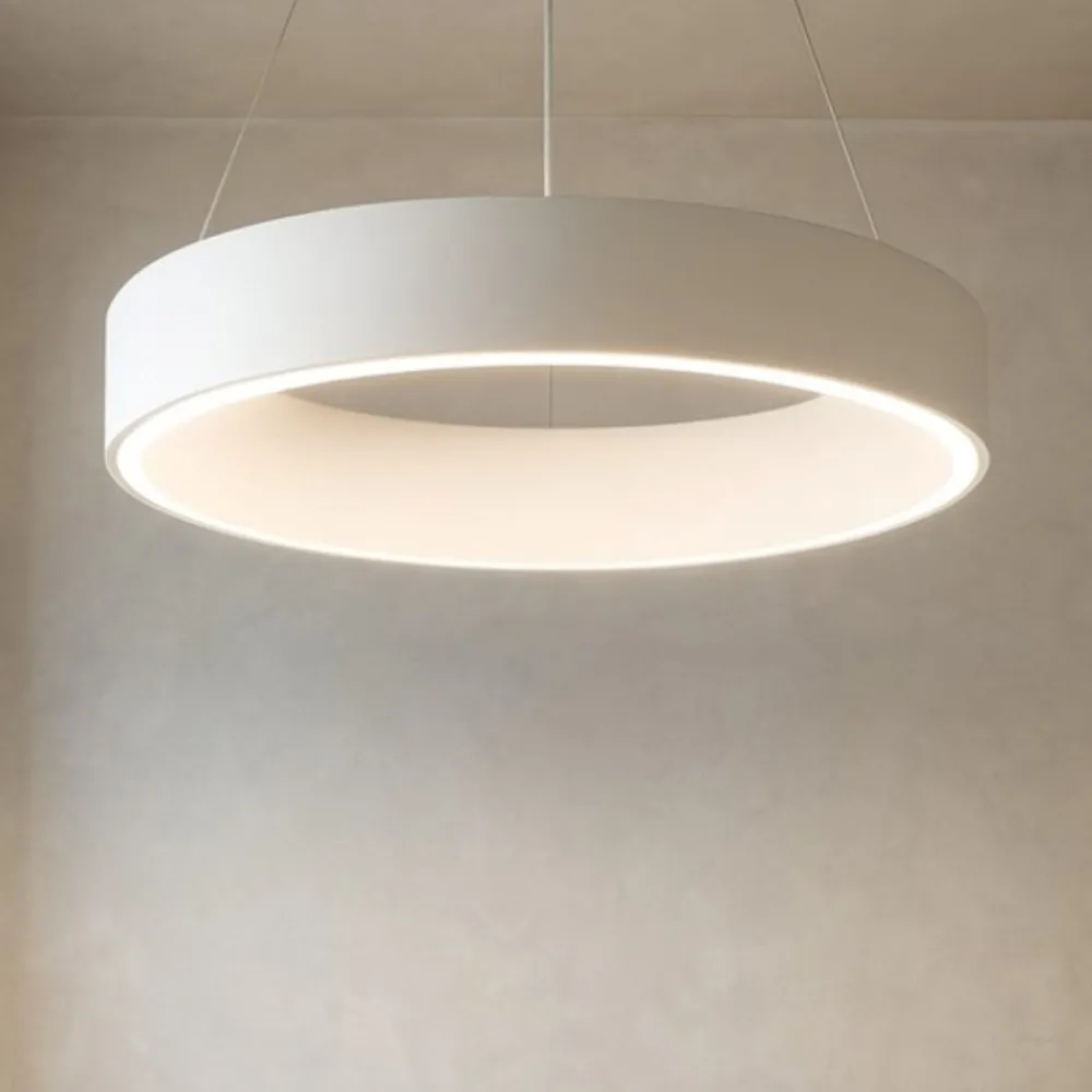 Lampadari Moderni-Selezionato da Mazzolaluce Lampadario cerchio 60cm moderno bianco led 3000k