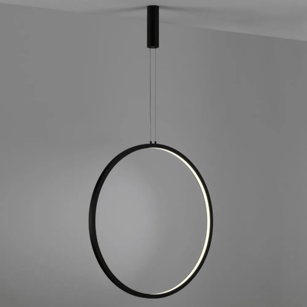 Lampadari Moderni-Selezionato da Mazzolaluce Lampadario cerchio 80cm nero led 48w 3000k