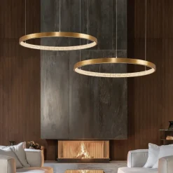 Lampadari Moderni-Selezionato da Mazzolaluce Lampadario cerchio 60cm oro led dimmerabile stile contemporaneo