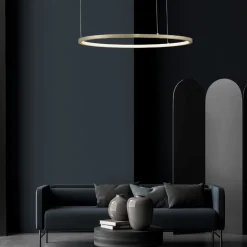 Lampadari Moderni-Selezionato da Mazzolaluce Lampadario cerchio 60cm sottile oro led 37w 3000k