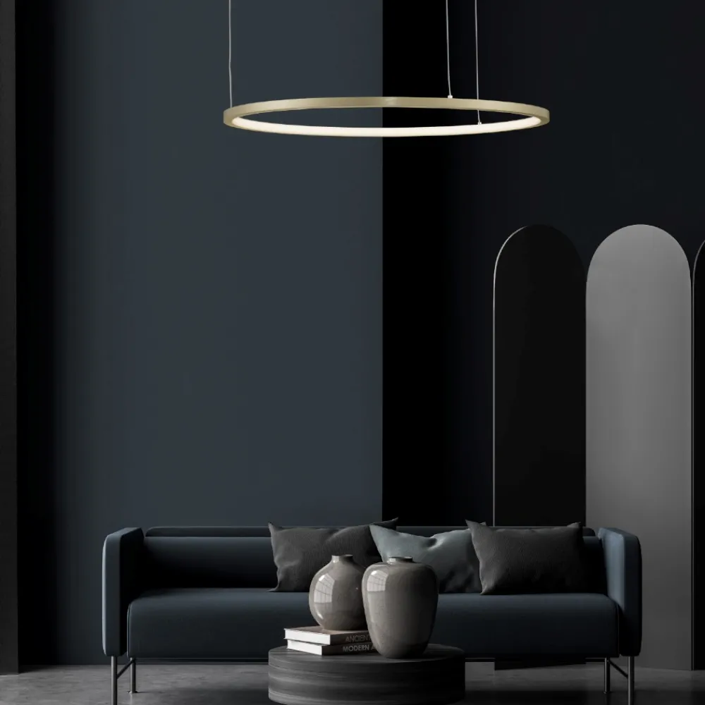 Lampadari Moderni-Selezionato da Mazzolaluce Lampadario cerchio 60cm sottile oro led 37w 3000k