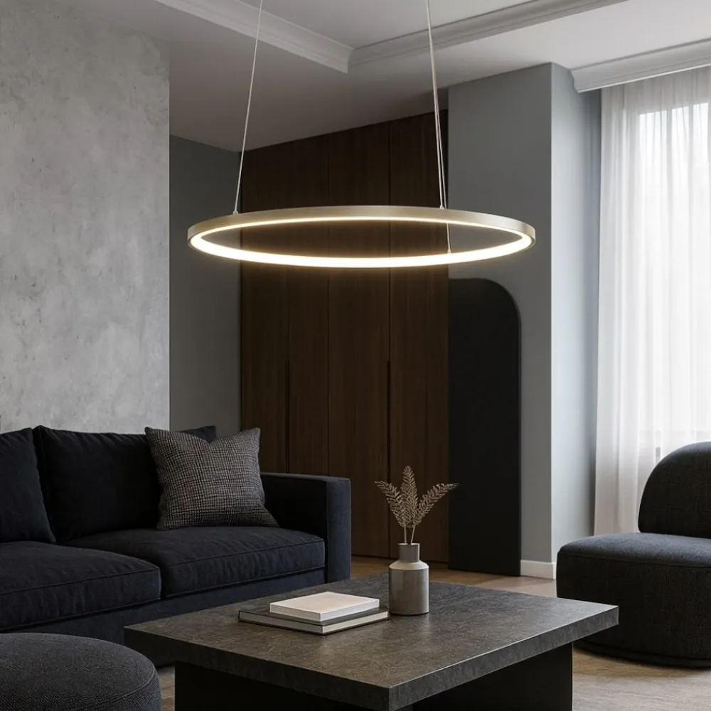 Lampadari Moderni-Selezionato da Mazzolaluce Lampadario cerchio 60cm sottile oro led 37w 3000k