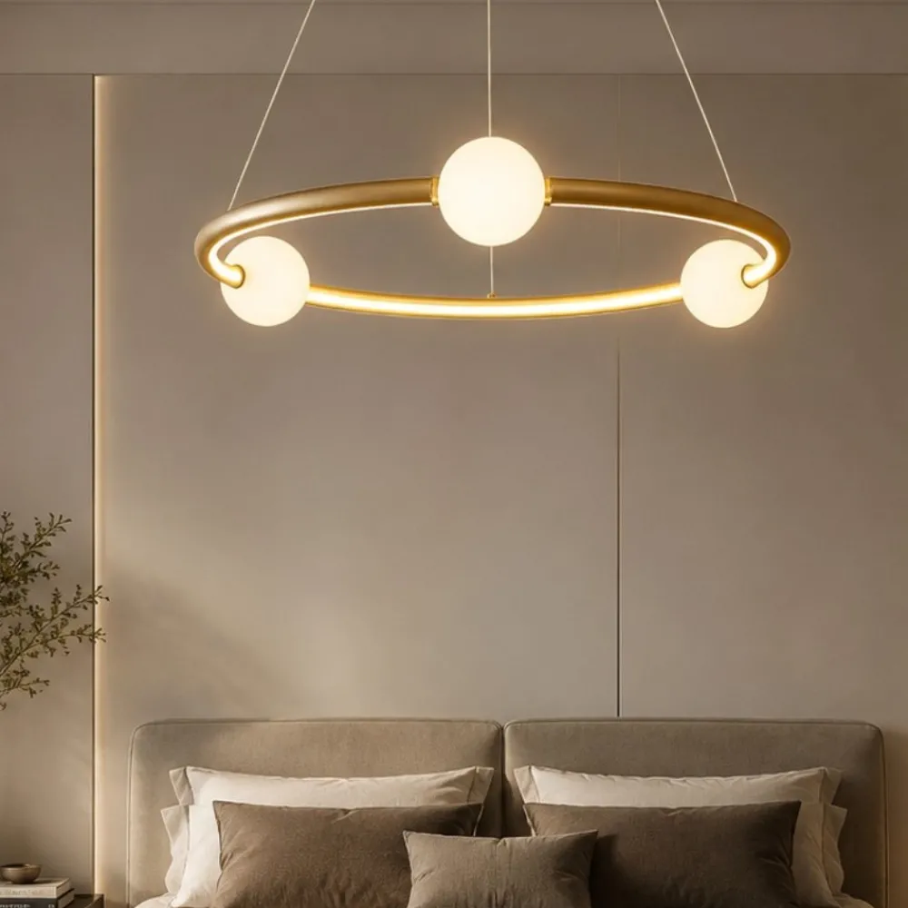 Lampadario Camera Da Letto-Selezionato da Mazzolaluce Lampadario cerchio design oro per camera da letto con telecomando