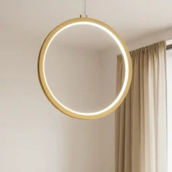 Lampadari Moderni-Selezionato da Mazzolaluce Lampadario cerchio dorato 40cm led 26w 3000k