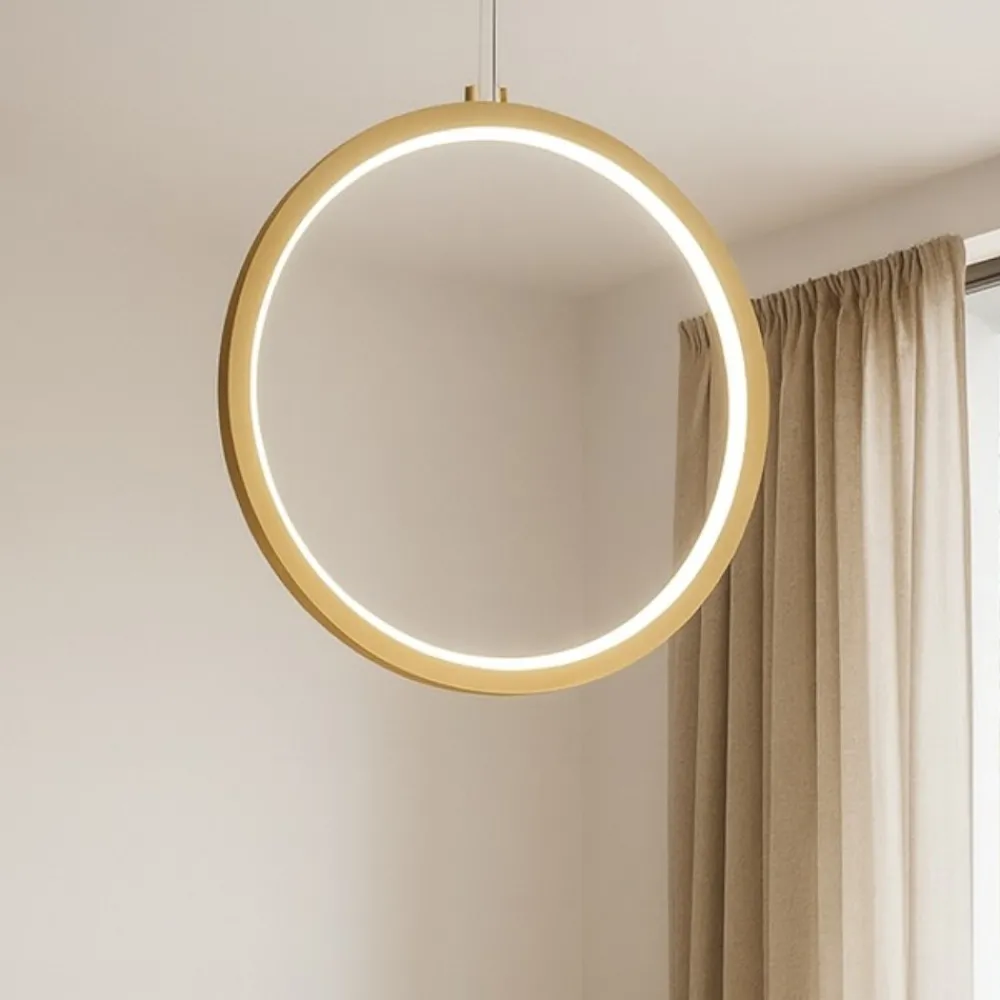 Lampadari Moderni-Selezionato da Mazzolaluce Lampadario cerchio dorato 40cm led 26w 3000k