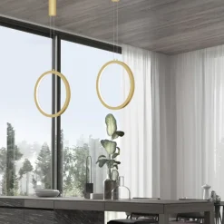 Lampadari Moderni-Selezionato da Mazzolaluce Lampadario cerchio dorato 40cm led 26w 3000k